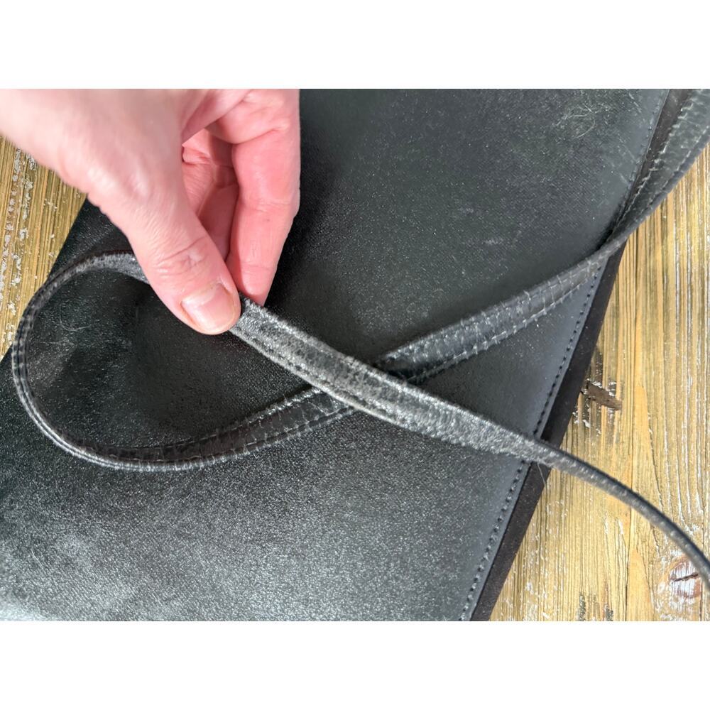 Vintage Black Leather Shoulder Bag Minimalist 90s Y2K Baguette Clutch Chic - Picture 7 of 9